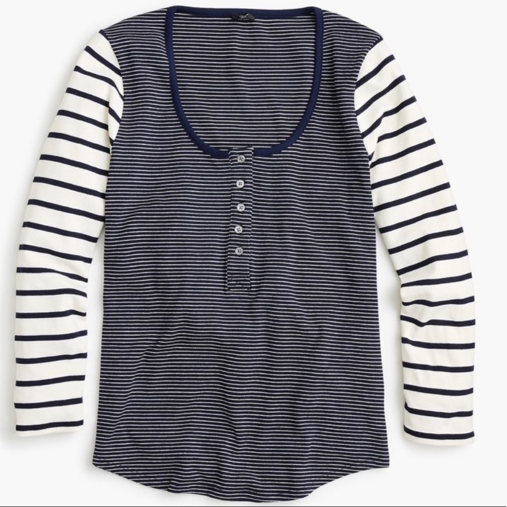J.Crew Scoopneck Henley Mixed Striped Shirt